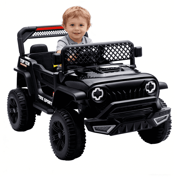 12V Kids Ride On Car with Remote Control, Swing Function and Music, Black