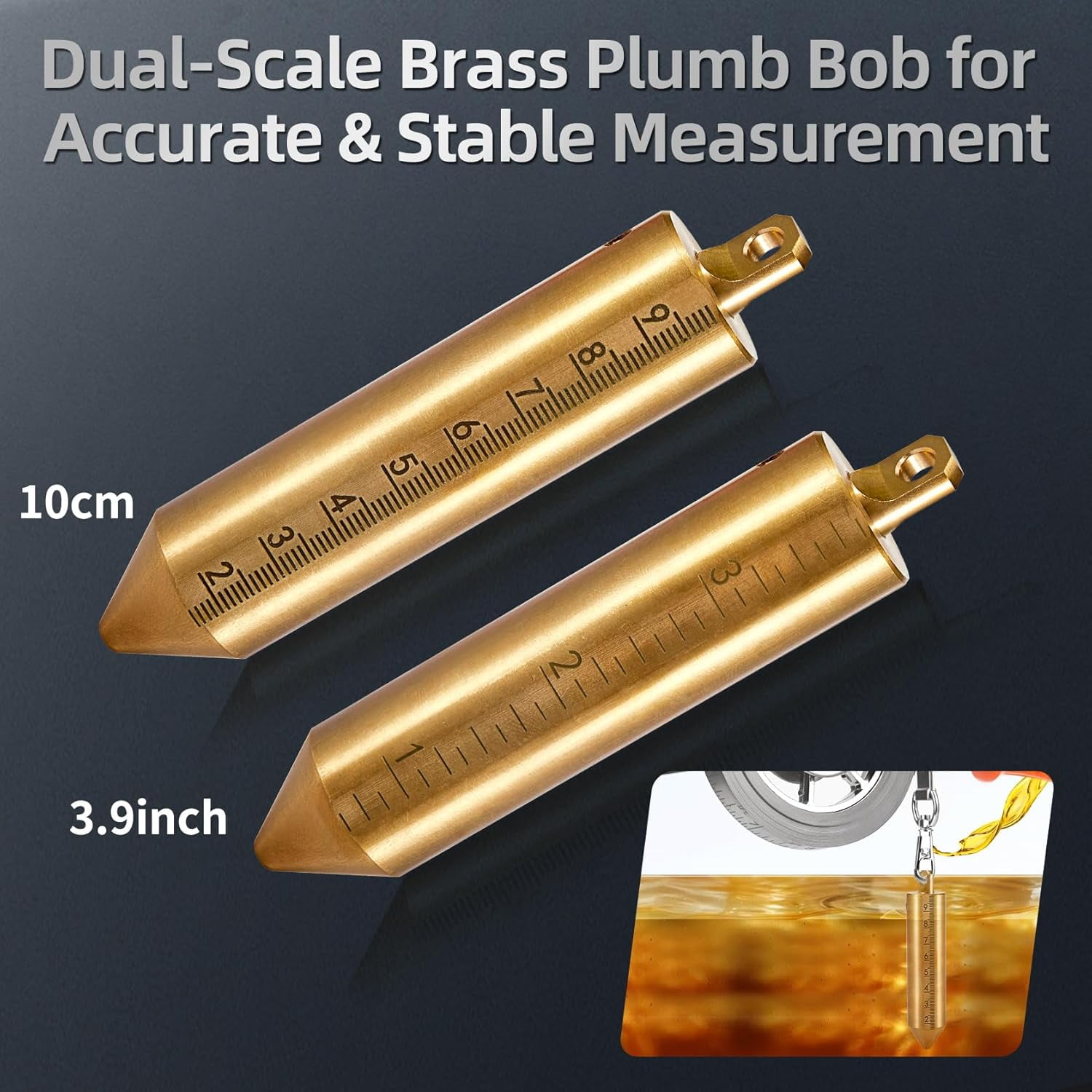 Oil Gauging Tape, 33ft Stainless Steel Sounding Tape Measure for Oil Tanks, with 12.35oz Plumb Bob, Ground Strap