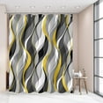 thumbnail image 4 of Yellow and Grey Shower Curtain for Bathroom Yellow and Gray Shower Curtain Fabric Modern Abstract Striped Minimalist Bath Curtains Waterproof Shower Curtains Set, Yellow Gray White, 72 x 72 Inch, 4 of 6