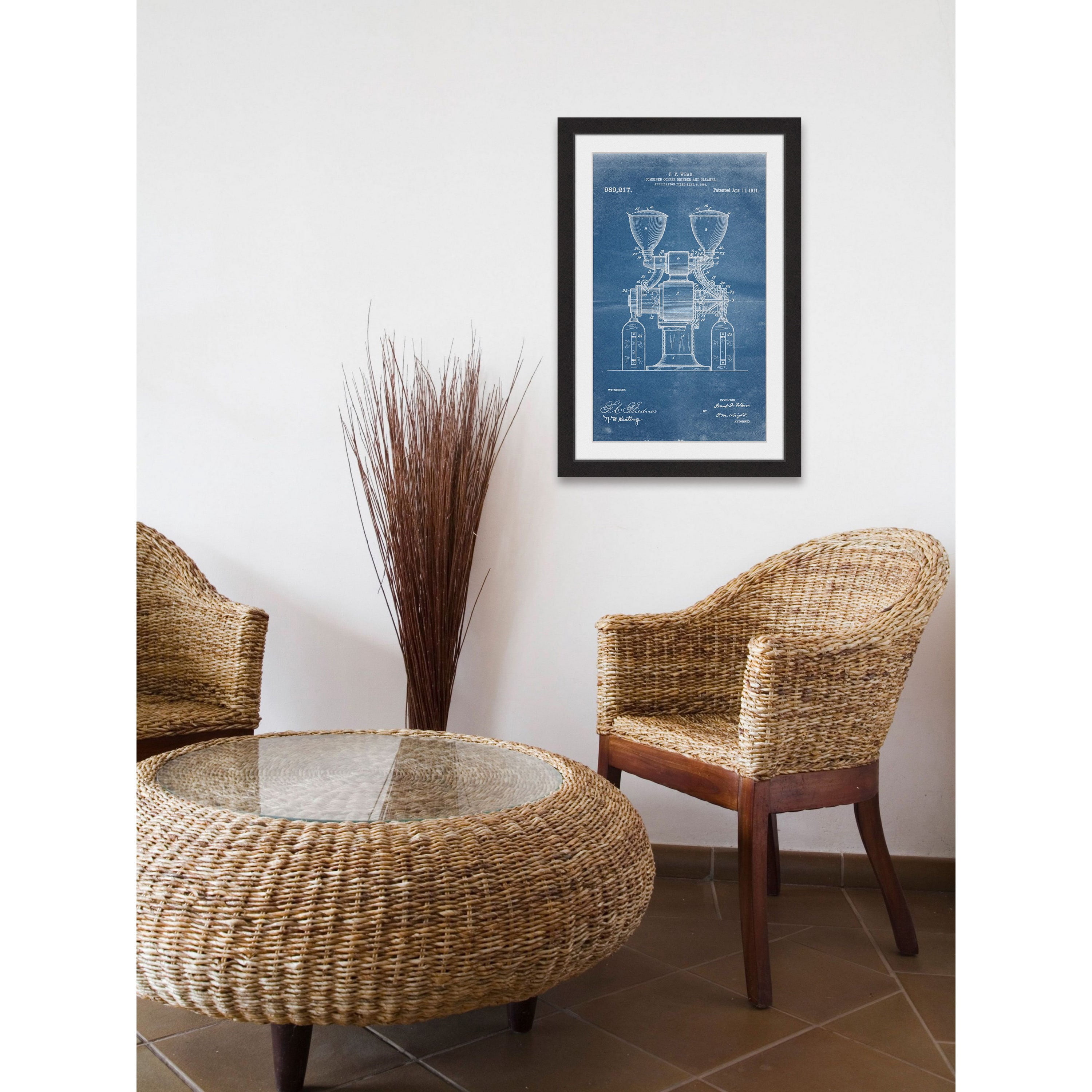 "Coffee Grinder 1911 Blueprint" Framed Painting Print