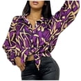 thumbnail image 1 of CEHVOM Chemise à Manches Longues à Imprimé pour Femmes, Col Rabattu, Blouse Rayée, Hauts, Liquidation, 1 of 8