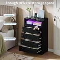 thumbnail image 4 of Commode Double à 4 Tiroirs avec Prise de Courant, Commodes d'Appoint avec Lumière DEL, Commode de Rangement Moderne avec Station de Recharge, Noir, 4 of 7