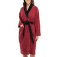 thumbnail image 3 of Notus Shawl Collar Bathrobe for Women Soft Spa Nightgowns 100% Cotton Terry robes for men - Towel Bathrobe Unisex Terry Cloth Bathrobe, Soft Shower Spa Robe Black Collar Maroon XXL, 3 of 7