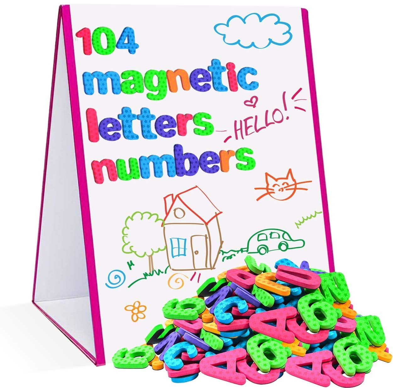 Joyooss Kids Wooden Easel with Extra Letters and Numbers Magnets, Adju
