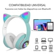 thumbnail image 5 of Audífonos Gaming Bluetooth 5.0 Con Orejas RGB Luz LED manos libres Diadema Ajustable 7h Baterían Color menta, 5 of 5