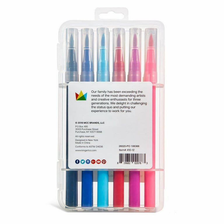Kingart Watercolor Brush Markers - Set of 12