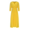 thumbnail image 6 of ITSAME Women's Maxi Dress, Short Sleeve Elastic Waist V-Neck Summer Casual Formal Long Dresses Yellow XL, 6 of 8