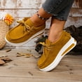 thumbnail image 4 of Yellow Womens Flock Loafers With Wedge Sole And Lace-Up Detail For Casual And Professional Wear, 4 of 9