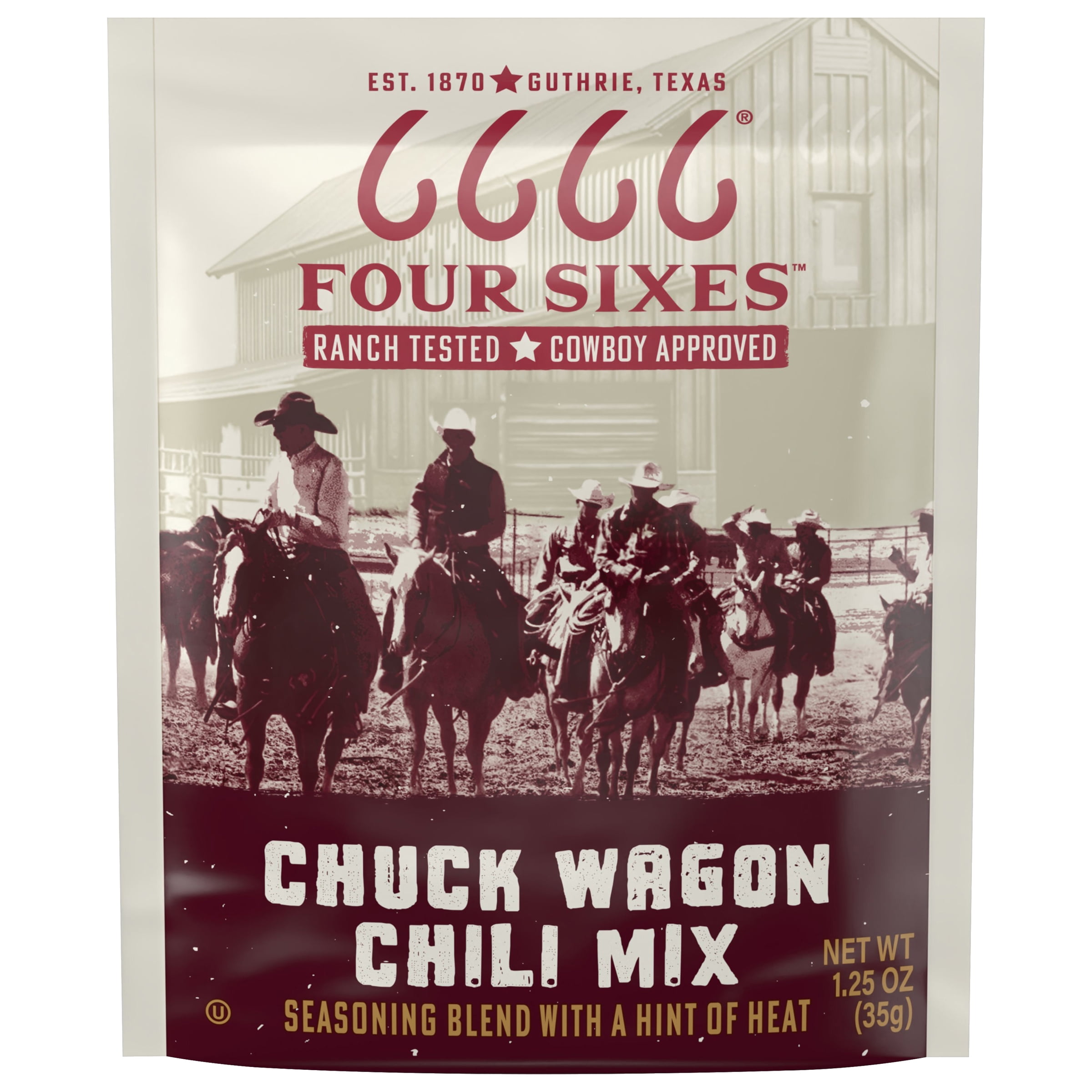 Four Sixes Texas Style Chuck Wagon Chili Mix 1.25oz Pack with Hint