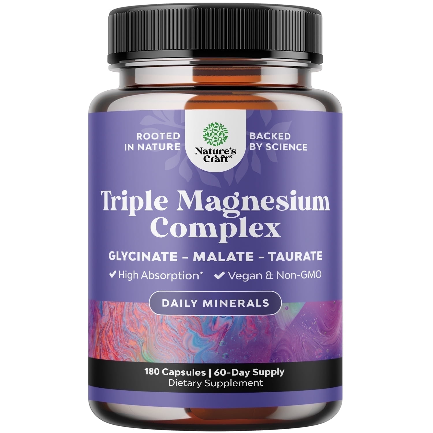 Natures Craft High Absorption 400mg Triple Magnesium Complex Supplement, 180 Capsules
