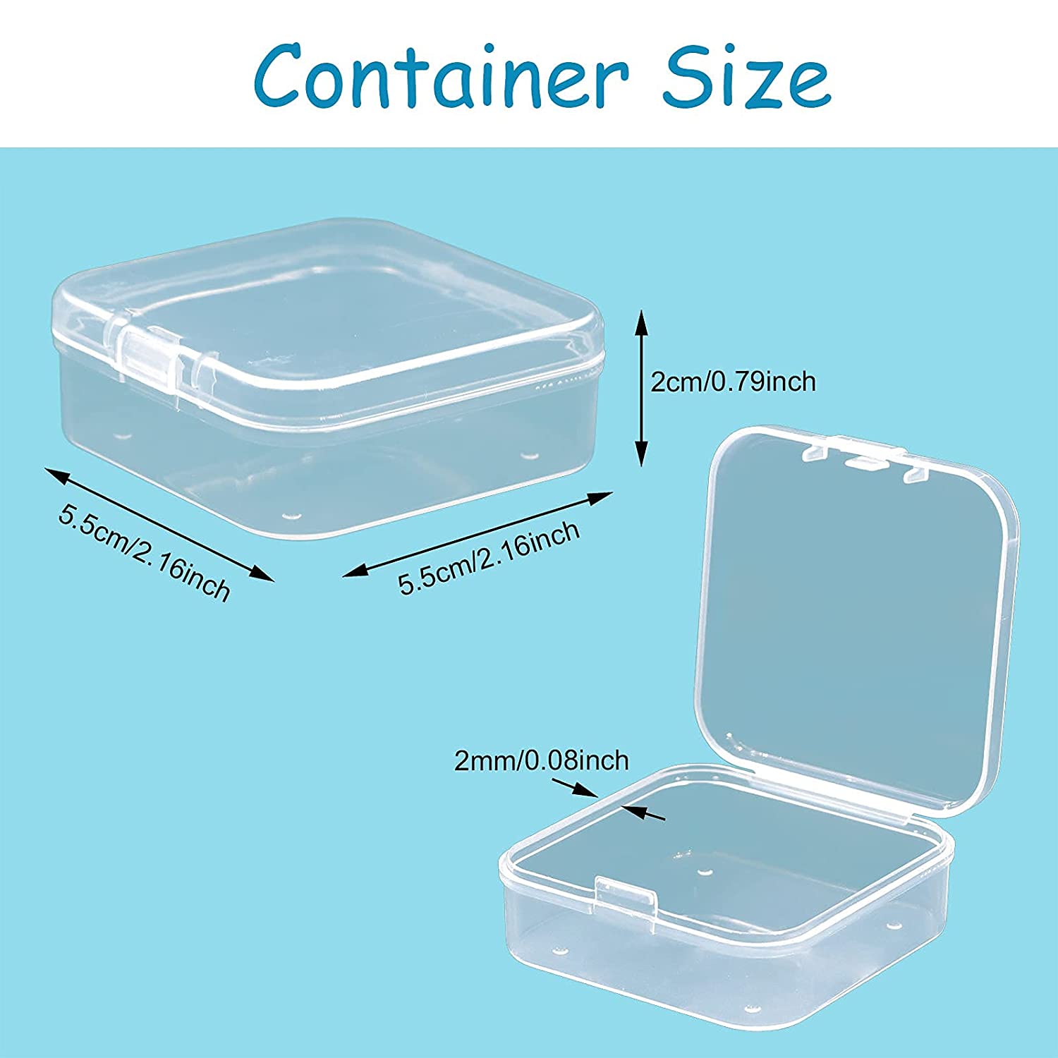 V-Top 24 Pack Small Clear Plastic Storage Containers with Hinged Lids for Organizing, Mini Beads Storage Containers Box for Jewelry, Hardware, Game