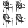 thumbnail image 1 of Costway Set of 4 Patio Dining Chairs Stackable Metal Slat Armreset Garden Yard, 1 of 7