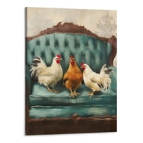 Creowell  Farmhouse Canvas Wall Art Prints Family Chicken Painting Pictures Rustic Wall Decor for Home Decoration 16x20 Inch