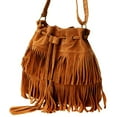 thumbnail image 2 of Eoperou Fashion Solid Color Women Fringe Drawstring Suede Crossbody Shoulder Bucket Bag, 2 of 8