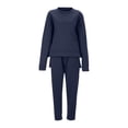 thumbnail image 4 of FAIWAD Women Sweatsuits 2 Piece Outfits Long Sleeve Round Neck Split Irregular Hem Pullover Sweatshirt Sweatpant, 4 of 4