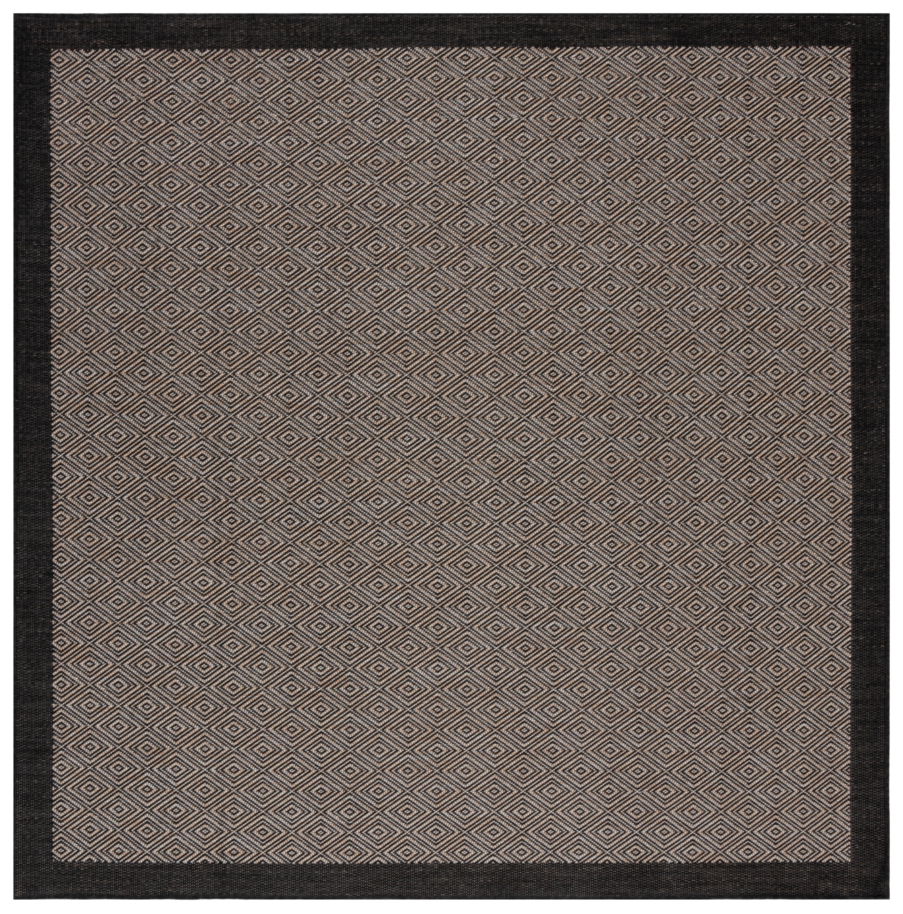 Safavieh Beach House Grosvenor Bordered Indoor/Outdoor Area Rug, Black/Ivory, 6'7" x 6'7" Square