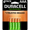 Duracell Rechargeable AAA Batteries, Pre-Charged 1.5V Triple A Battery, 4 Pack