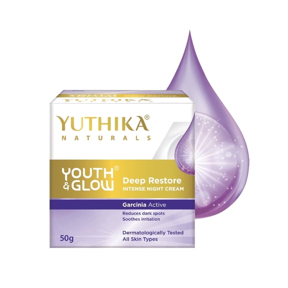 Yuthika Night Cream For Glowing Skin - Youth & Glow Deep Restore Intense, 50g For All Skin Types