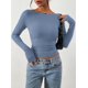 thumbnail image 2 of Remera PRETTYGARDEN 2025 Crop Top de Manga Larga Fruncido Azul Gris Talle M, 2 of 8