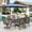 Blue, variant on MF Studio 8-Piece Outdoor Patio Dining Set with 13ft Blue Umbrella, 59" Metal Patio Table and Textilene Chairs(2 Swivel, 4 Dining Chairs) for 6 People, Black & Brown-gray