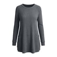 thumbnail image 5 of cocolona Oversized Sweaters for Women Solid Color Long Sleeve Casual Crew Neck Tops Tunic Loose Blouses With Pockets, 5 of 6
