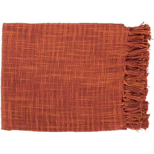 49" x 59" Summertime Breeze Cinnamon and Burnt Orange Fringed Throw