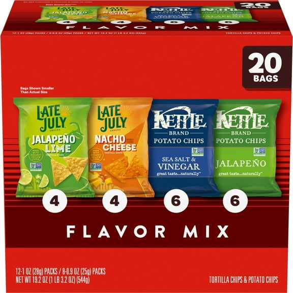 Pack of 2 - Kettle Brand And Late July Snacks Mix Variety Pack, 20 Count Snack Bags