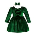 thumbnail image 3 of Kuleyang 2PC Toddler Baby Girls Velvet Tutu Dress Long Sleeve Princess Birthday Party Twirl Wedding Dresses Spring Clothes Green 18-24 Months, 3 of 8