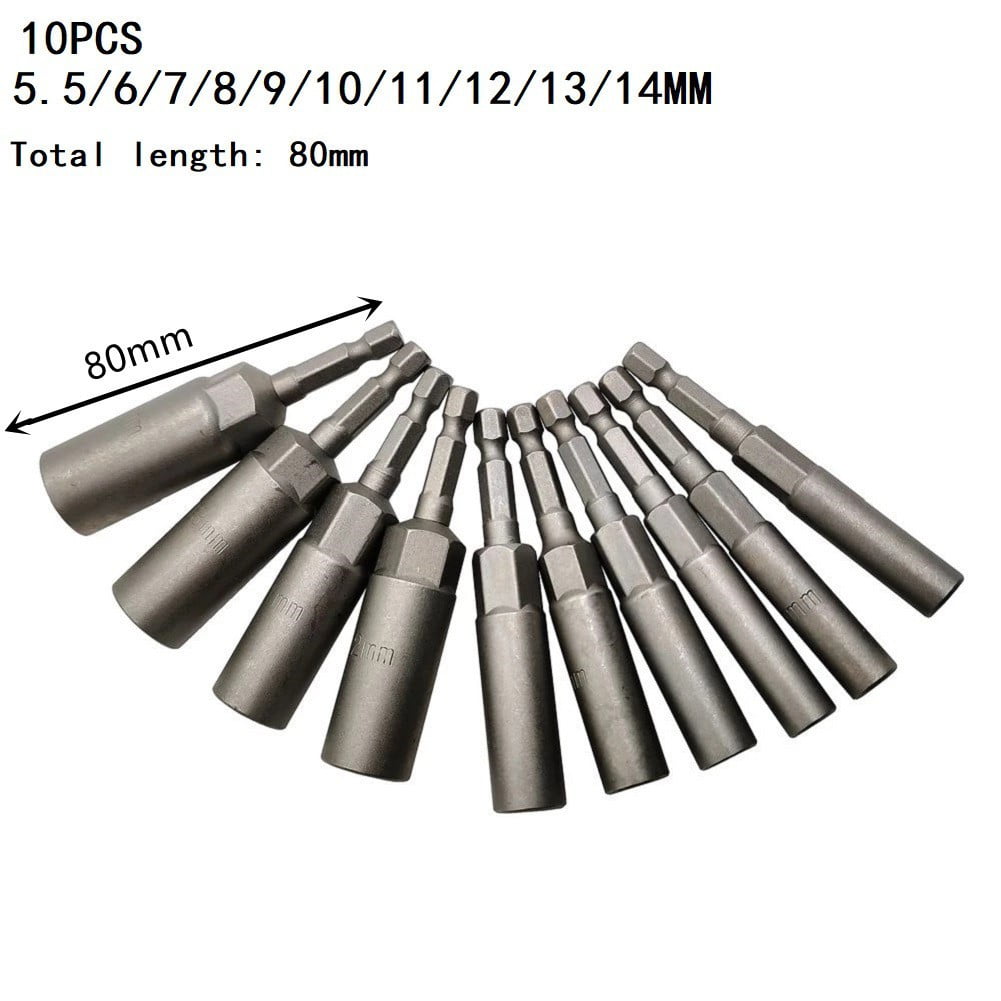Details about   Hex Drive Magnetic Socket 1/4" Reach Impact Nut Bolt Drill Bits 80mm Long 