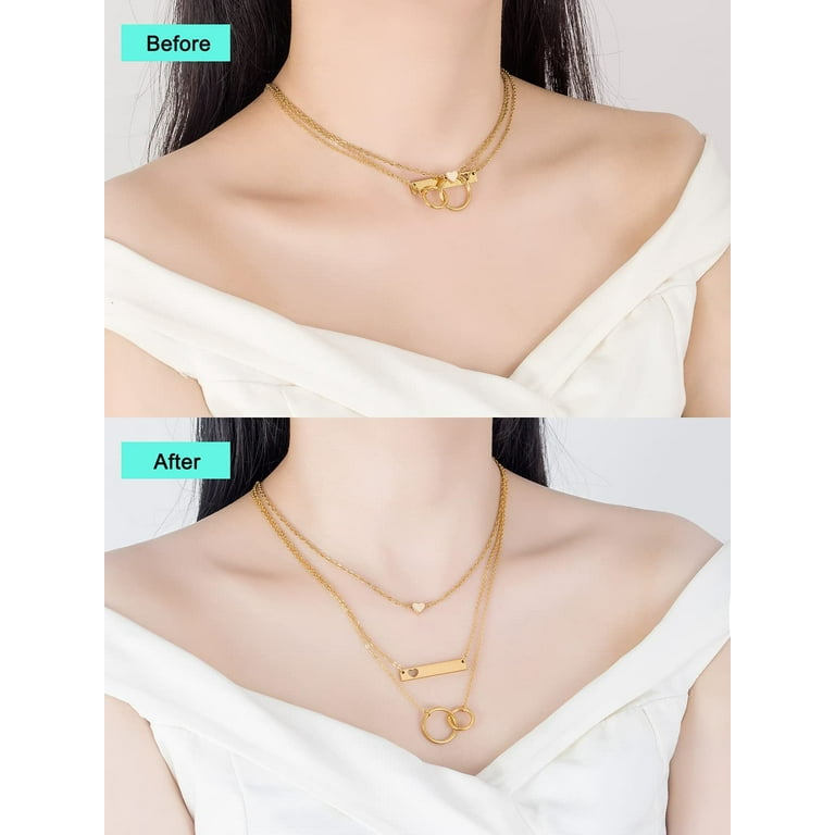 Gold Necklace Extenders Delicate 1,2,3 Inches Necklace Extension Chain  Set for Layering Necklaces, Chain Extender with Durable Spring Ring Clasp
