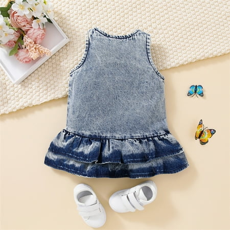 

dmqupv Little Girls Dress Shoes Girl s Neck Long Sleeve Tee with Houndstooth Print Straps Cami Dress Blue 18-24 Months