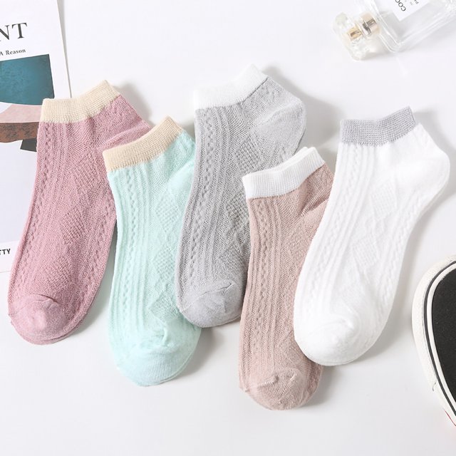 Calcetines Deportivos ANGGREK 5 pares de Calcetines de Mujer Negro Blanco Dibujos Animados