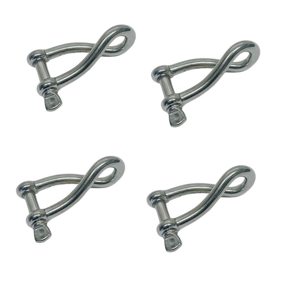 3/16" Stainless Steel 316 Twisted Shackle Screw Pin,520 Lb WLL Marine Grade 4Pcs