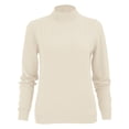 thumbnail image 6 of Yigetop Fall Sweaters for Women, A Lady's Semi High Neck Long Sleeved Textured Printed Knitted Base Layer with A Loose inner Sweater Light Sweaters for Women Beige L, 6 of 9