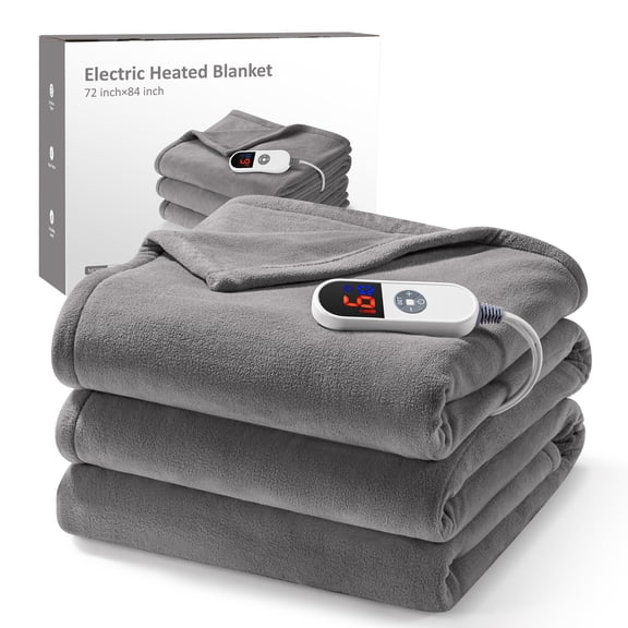 MaxKare Heated Blanket Full Size with 6 Heating Levels 10H Timers, Electric Blanket with ETL certification Machine Washable- Gray