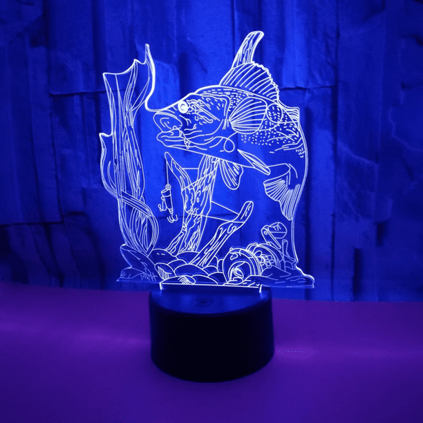 Cozybedin 3D Fishing Lamp Illusion Night Light LED Fish Desk Lamps
