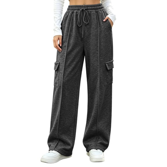 Gytharion Women's Wide Leg Sweatpants High Waist Loose Fit Lounge Pants Drawstring Elastic Waist Casual Pants with Multiple Pockets for Travel