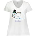 thumbnail image 3 of Inktastic Let it Snow Sassy Snowman in Top Hat Women's Plus Size V-Neck T-Shirt, 3 of 5