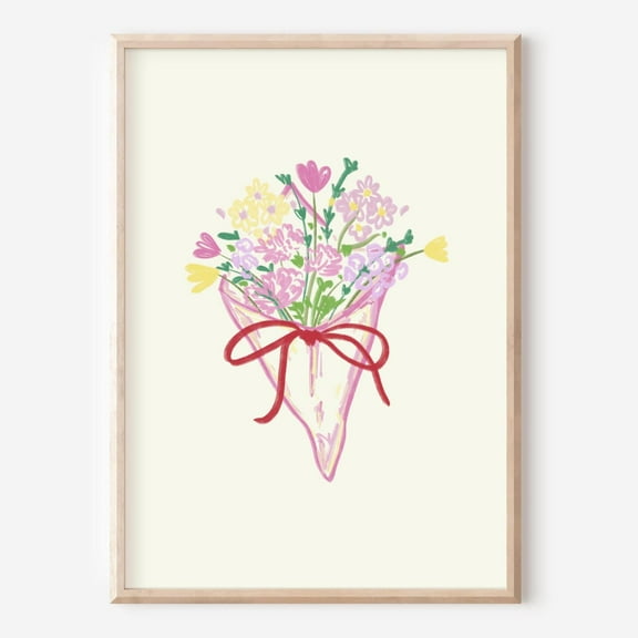 Floral Bouquet Art Print, Hand Drawn Flower, Pastel Wall Decor, Botanical Print, Cottagecore Aesthetic, Art, Wall Art, Modern Wall Decor, 8x12 UNFRAMED