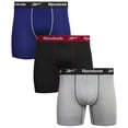 thumbnail image 1 of Reebok Men's Underwear - Performance Boxer Briefs (3 Pack), Size Large, Blue/Black/Light Grey, 1 of 15