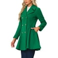 thumbnail image 4 of Abrigo largo de invierno INSPIRE CHIC para mujer, con solapa y doble botonadura, color verde, 4 of 6