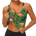 thumbnail image 3 of Fotbe Flamingo Sujetador Deportivo Largo sin Aros para Mujer con Almohadillas y Soporte Medio, Transpirable y Absorbente, Camiseta Tipo Chaleco o Tank Top-Medium, 3 of 8