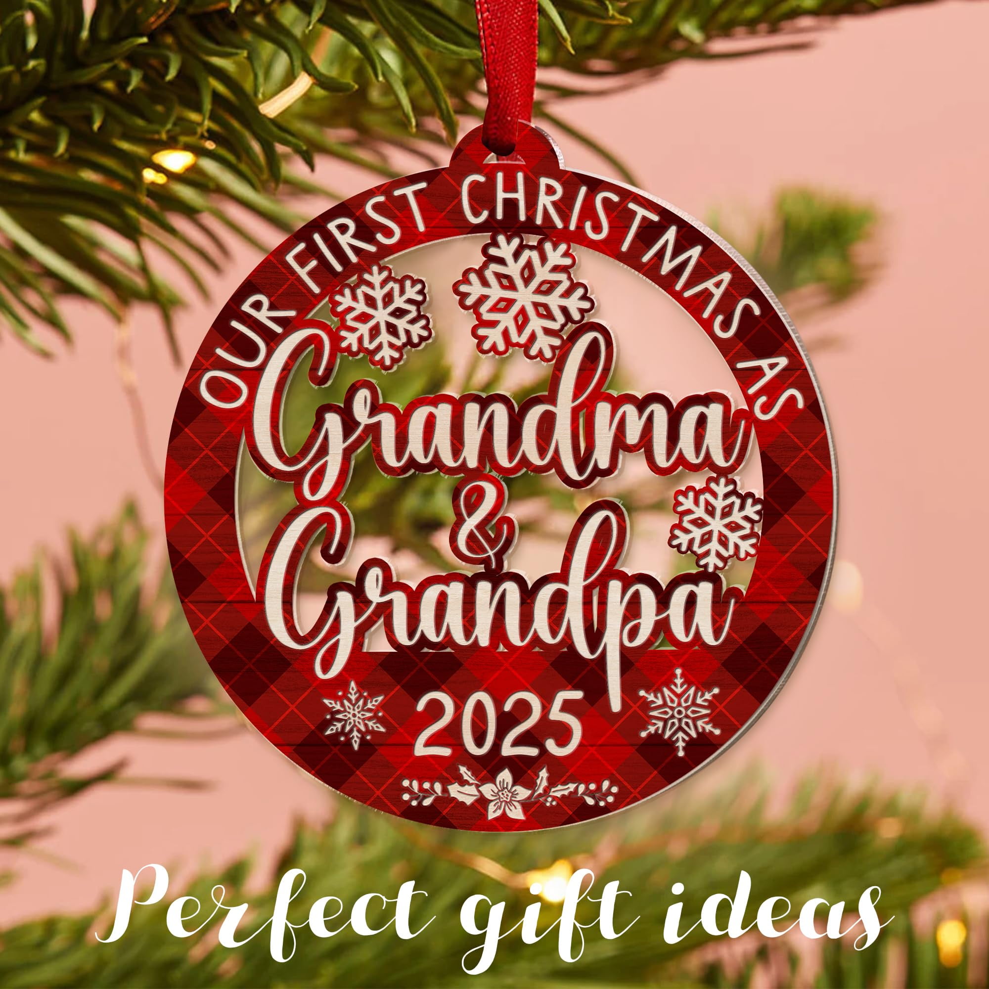 Our First Christmas as Grandma and Grandpa 2025 Ornament – Acrylic Holiday Keepsake, New Grandparents Gift, First Christmas Ornament for Grandparents to be