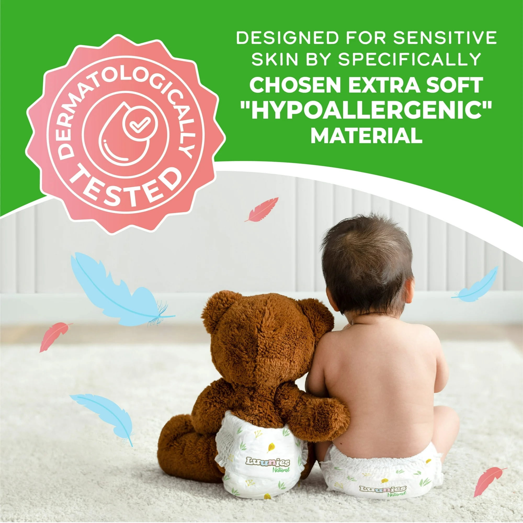 Lunnies Natural Ultra Absorbent Premium Diapers - Size 5 - 240 Count
