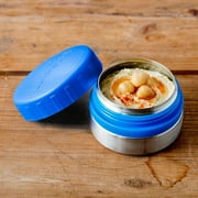 LunchBots Rounds Leak Proof 4 oz. Stainless Snack Container Jar, Set of 2, Blue Lid