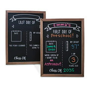 Olive & Emma First and Last Day of School Reusable Chalkboard Sign | 12" x 16" Reversible Wood Framed Chalkboard | Back to School Photo Prop Board Double Sided