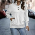thumbnail image 2 of BLVB Womens Long Sleeve Button Stand Collar Sweatshirts Casual Fashion Fall Winter Pullover Tops with Pocket, 2 of 7