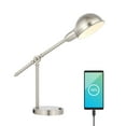 thumbnail image 3 of JONATHAN Y Curtis 20.25" Vintage Industrial Iron Adjustable Dome Shade LED Task Lamp with USB Charging Port, Nickel, JYL7123B, 3 of 6