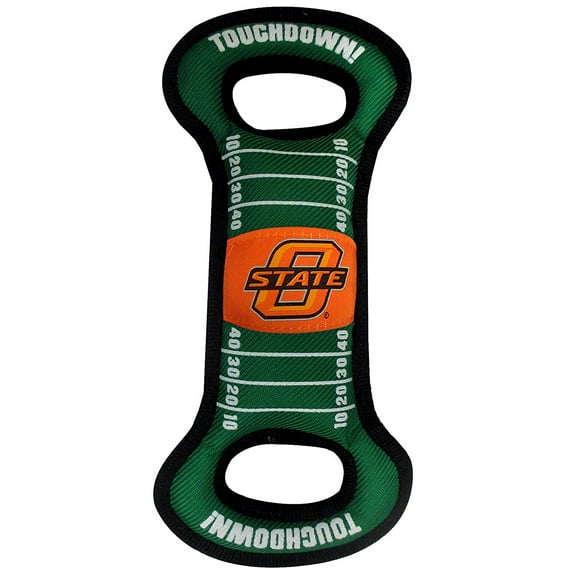 Pets First Collegiate Oklahoma State Cowboys Football Field Toy for DOGS & CATS. Heavy-Duty, Durable toys with Squeakers