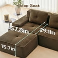 thumbnail image 5 of FFH U-Shaped Sectional Sofa with Ottoman, Oversized 150" Cloud Couch with 17.7" Seat Height, Modern Sofa Set for Living Room (Brown, 4 Seater with 2 Ottoman), 5 of 14